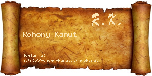 Rohony Kanut névjegykártya